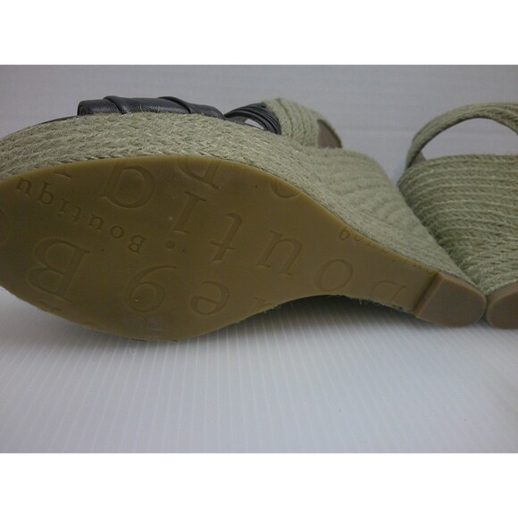 Boutique9  BTILLY Women's High Wedge Leather Sandals  In  Dark Brown  Size 9.5M - Picture 4 of 9